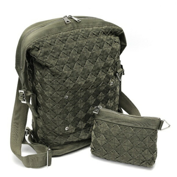 Bottega Veneta Webbing Intrecciato Backpack Rucksack 658972 Nylon Khaki S-159664 - Picture 9 of 9